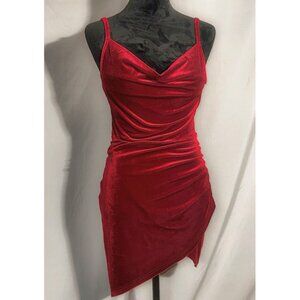 Double Crazy Red Velvet Cocktail Dress, Size Small